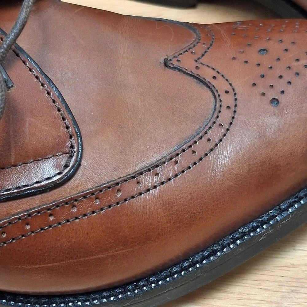 Johnston & Murphy Signature Series Men 10.5W Brown Wingtip Oxford Dress Shoes